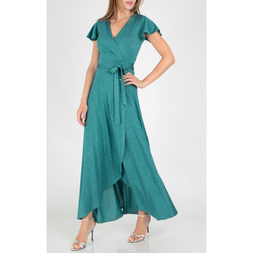 Елегантна бляскава парти рокля в цвят Brilliant Turquoise Green