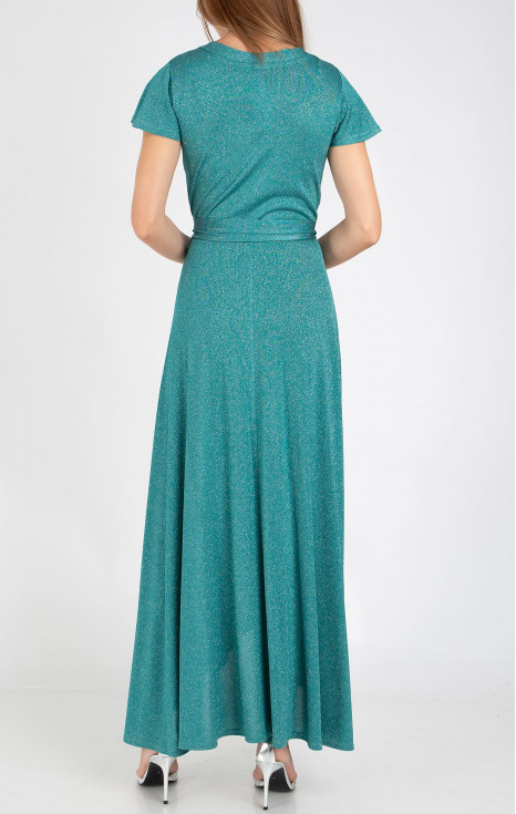 Елегантна бляскава парти рокля в цвят Brilliant Turquoise Green