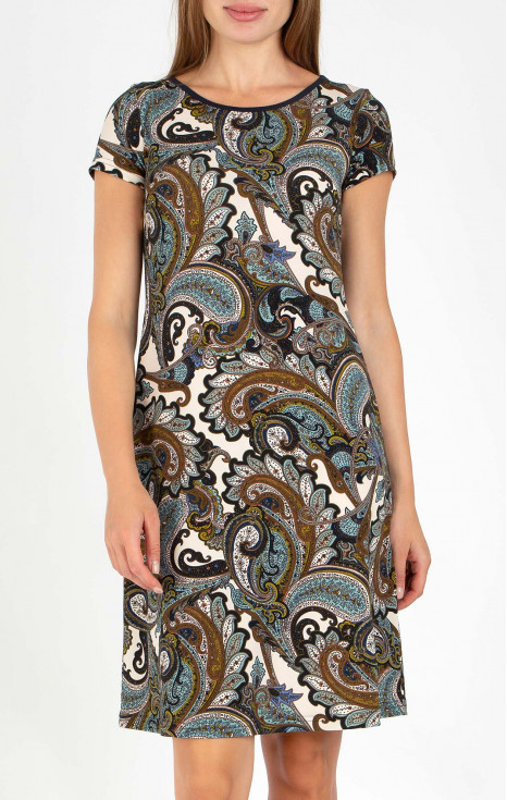 Лятна рокля с пейсли мотиви в земни цветове