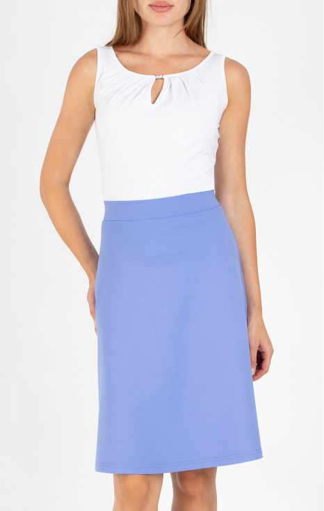 Разкроена пола от стегнато трико във виолетово син цвят