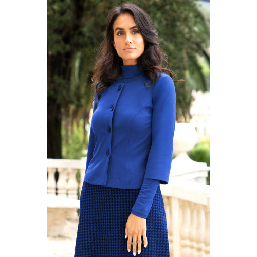 Елегантно сако от стегнато трико в цвят Imperial Blue