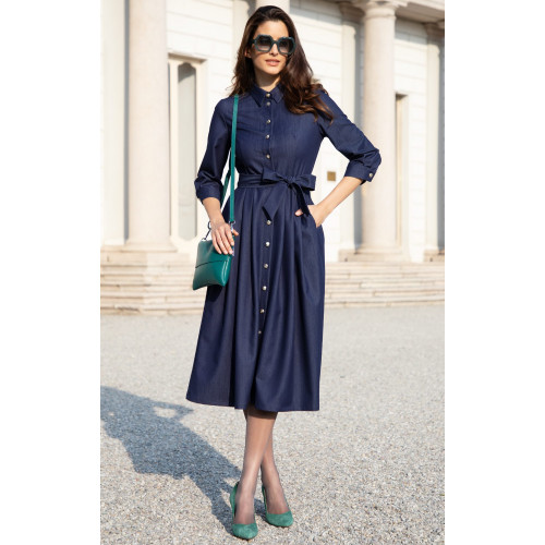 Миди рокля тип риза в цвят Denim Dark Blue
