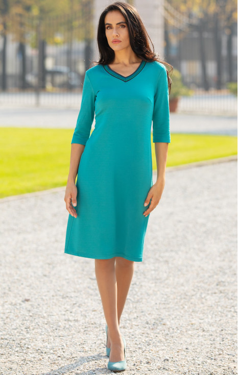 Рокля от луксозна трикотажна материя в цвят Emerald Green