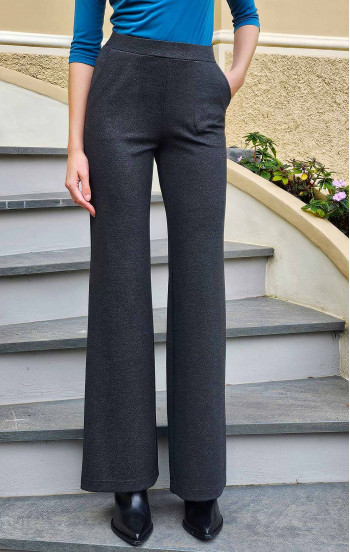Елегантен панталон от трикотажна материя в графит меланж [1]