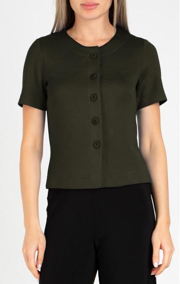 Късо трикотажно сако в цвят Dark Olive