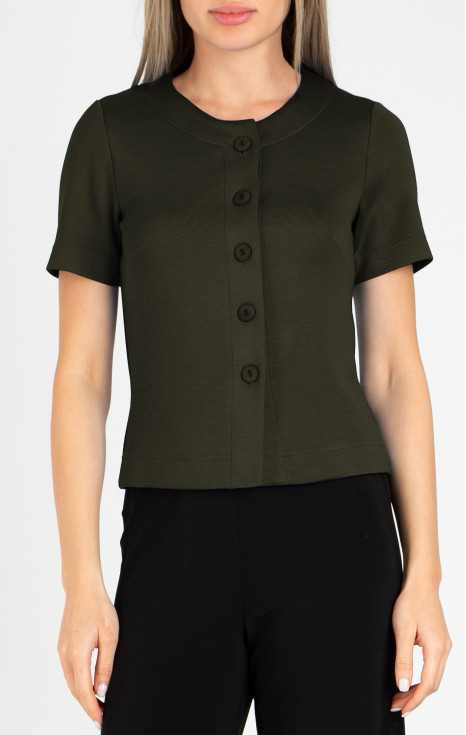 Късо трикотажно сако в цвят Dark Olive