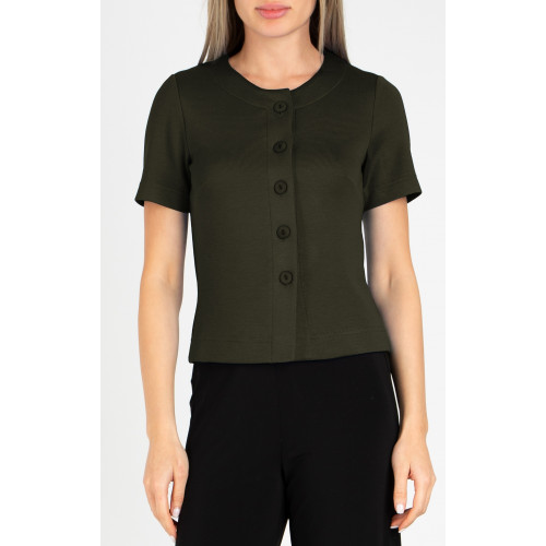 Късо трикотажно сако в цвят Dark Olive