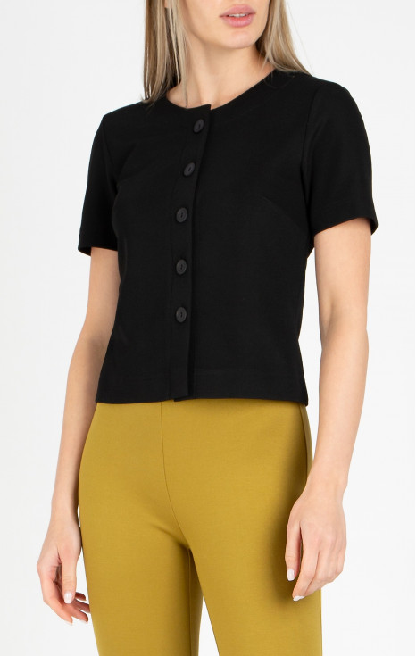 Късо трикотажно сако в черно