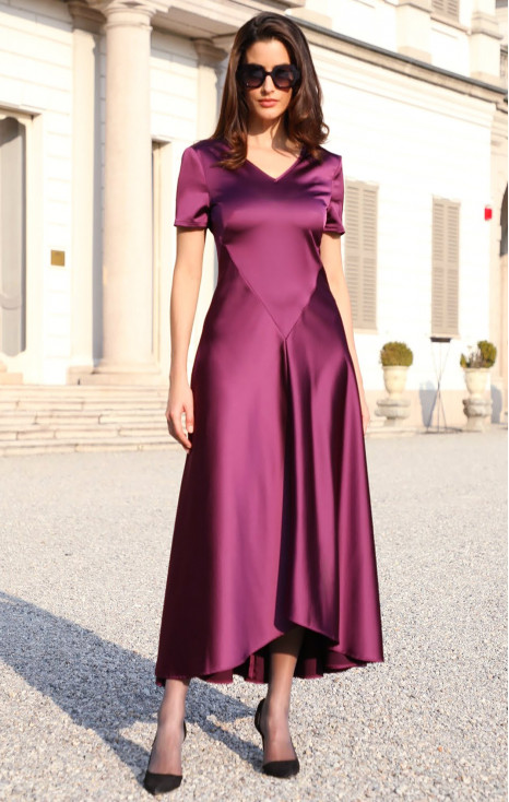 Официална рокля от сатен в цвят Magenta Purple