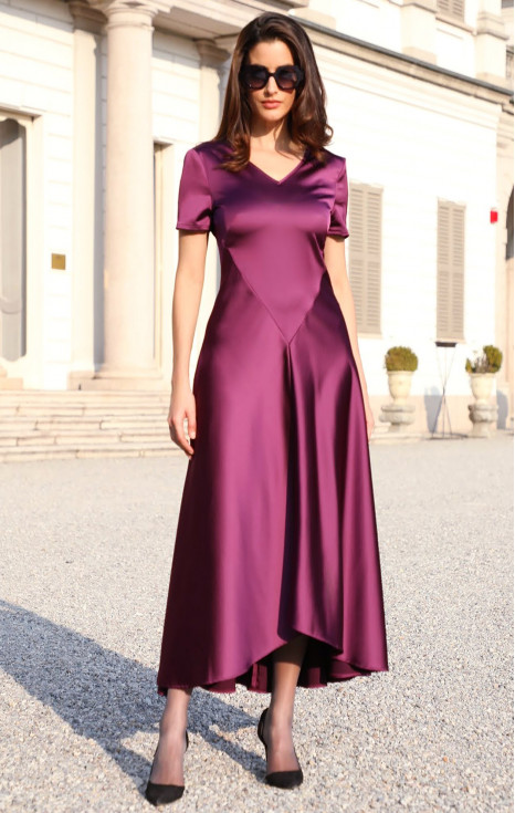 Официална рокля от сатен в цвят Magenta Purple