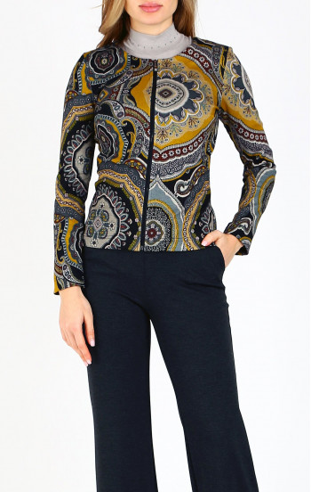 Елегантно сако от луксозна трикотажна материя в красив графичен десен