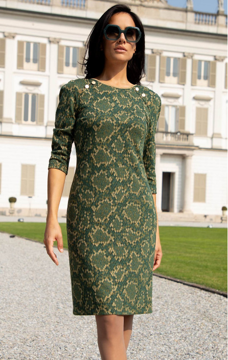 Изискана рокля от трикотажен жакард със златисти нишки [1]