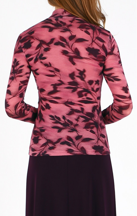 Мека трикотажна блуза с поло яка в цвят Dusty Rose и Blackberry wine