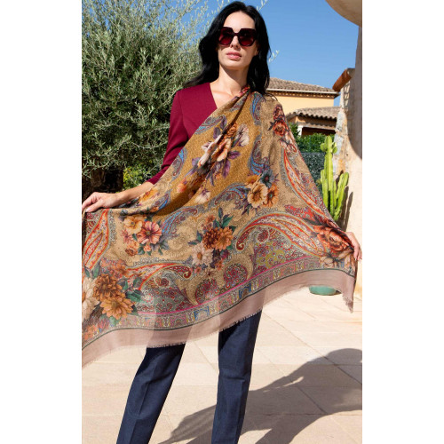 Нежен шал от вълна и модал Vintage Floral Tapestry