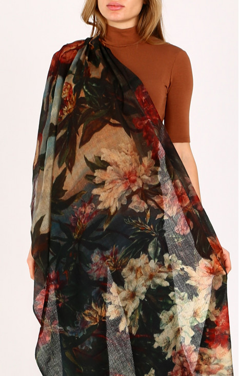 Вълнен шал Dark Blossom Elegance [1]