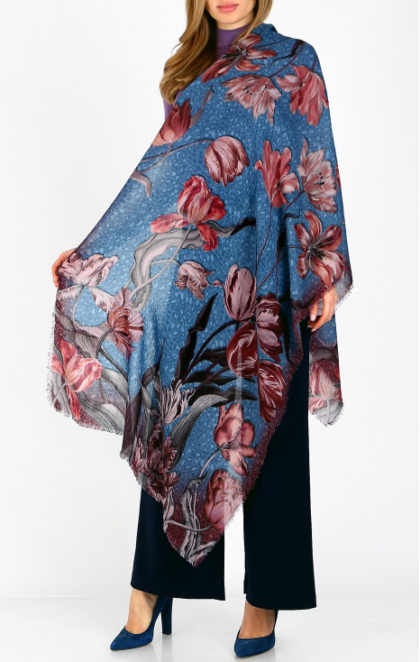 Очарователен шал от вълна и модал Pastel Tulip Blue Dream [1]