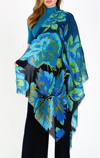 Красив шал от вълна и модал в десен Nocturnal Bloom