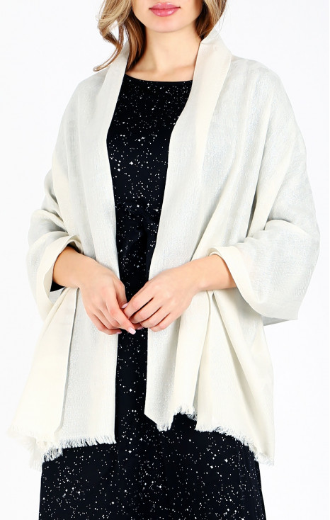 Луксозен шал с деликатен блясък Ivory Mist Jacquard