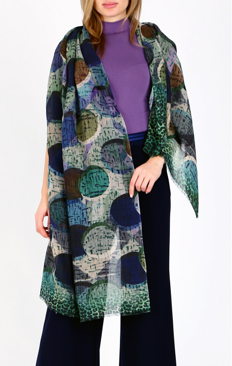 Пленителен шал от вълна и модал в десен Mystic Raindrop Harmony [1]