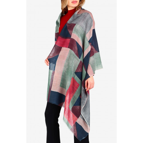 Елегантен шал от вълна и модал Timeless Geometric Patchwork