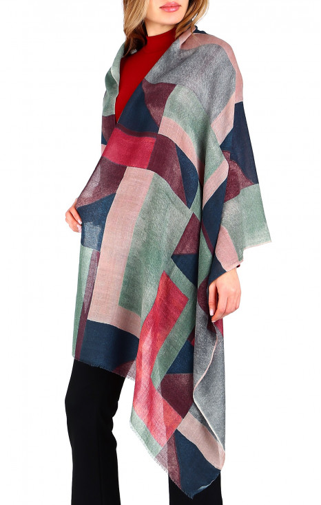 Елегантен шал от вълна и модал Timeless Geometric Patchwork