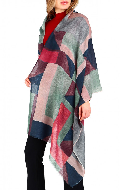 Елегантен шал от вълна и модал Timeless Geometric Patchwork