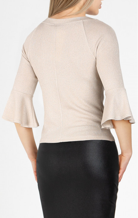 Елегантна блуза в цвят White Sand с блестящи нишки [1]