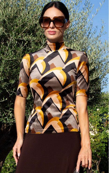Блуза от кадифе Mustard Velvet Retro Art