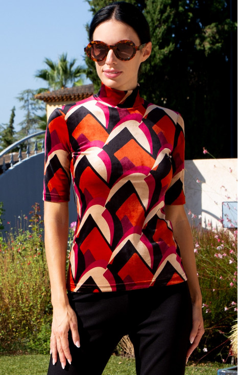 Блуза с полуполо Terracotta Velvet Retro Art
