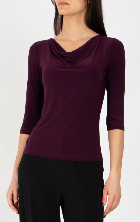 Блуза с драпирано деколте в цвят Dark Plum