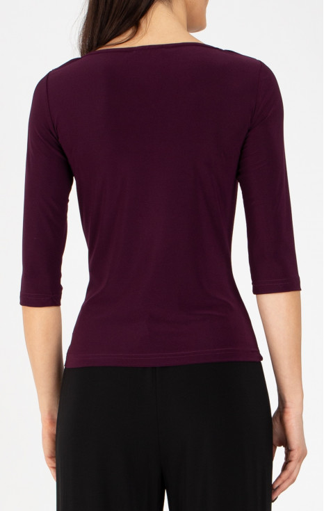 Блуза с драпирано деколте в цвят Dark Plum