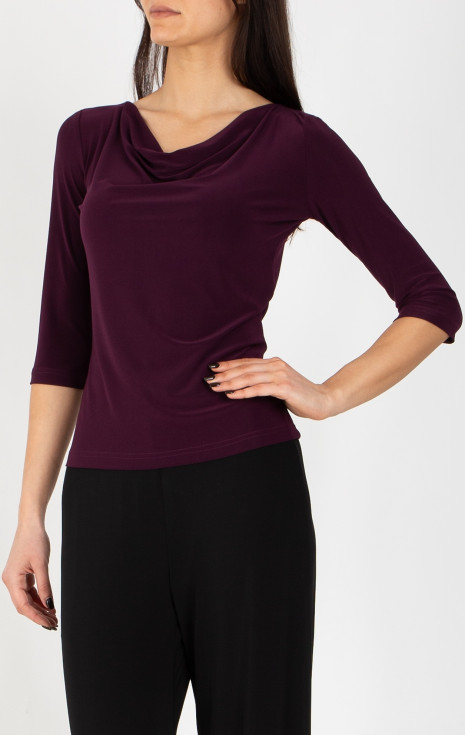 Блуза с драпирано деколте в цвят Dark Plum