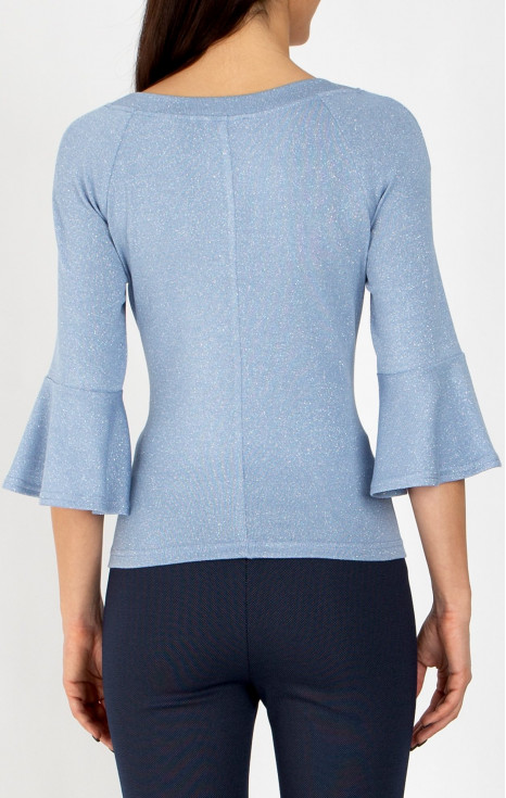 Елегантна блуза в цвят Pearl Blue с блестящи нишки
