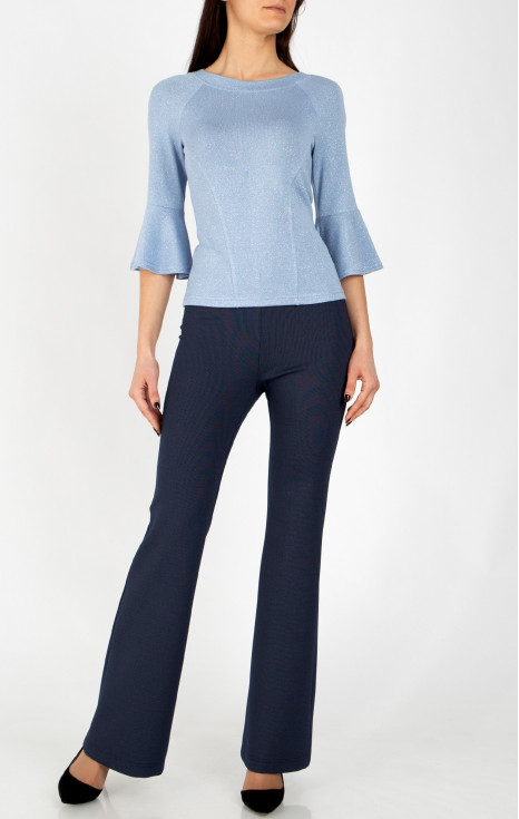 Елегантна блуза в цвят Pearl Blue с блестящи нишки