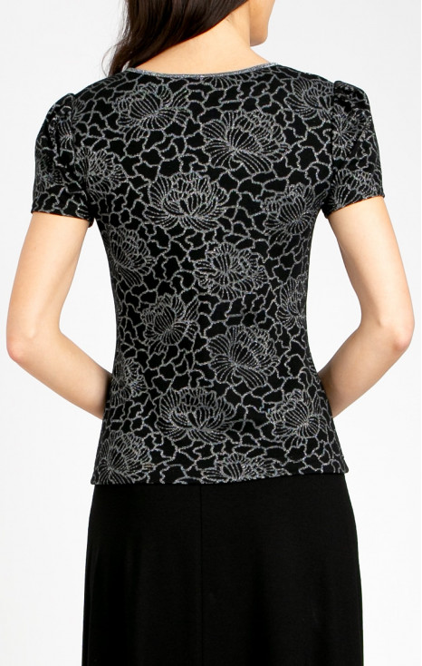 Блуза от трикотажен жакард Black Silver Floral [1]