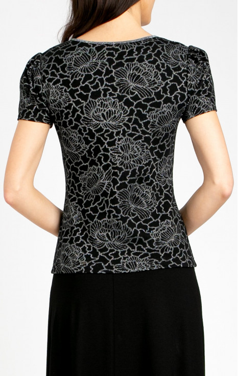 Блуза от трикотажен жакард Black Silver Floral
