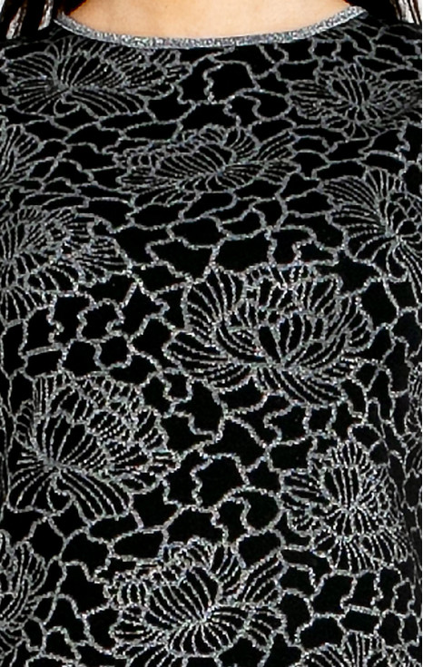 Блуза от трикотажен жакард Black Silver Floral