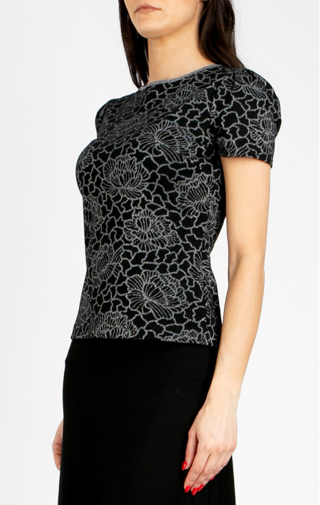 Блуза от трикотажен жакард Black Silver Floral