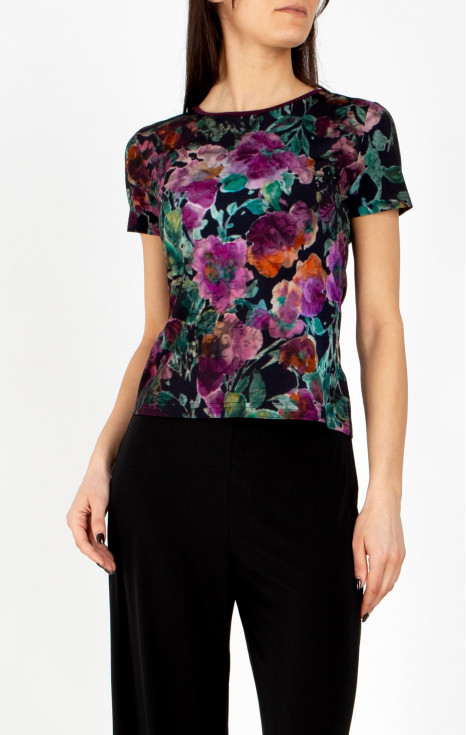 Блуза от луксозно жарсе в Plum Purple, Amethyst и Alpine Green