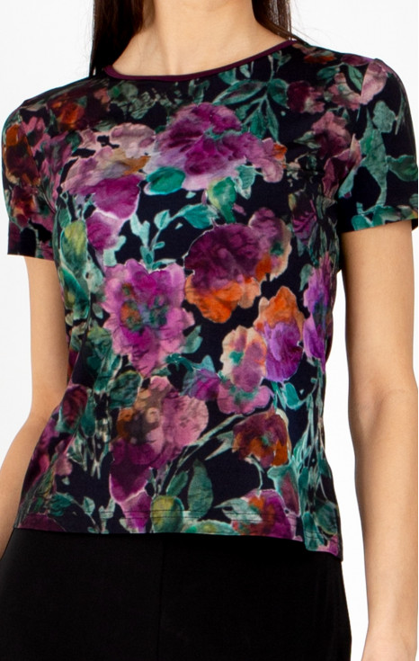 Блуза от луксозно жарсе в Plum Purple, Amethyst и Alpine Green