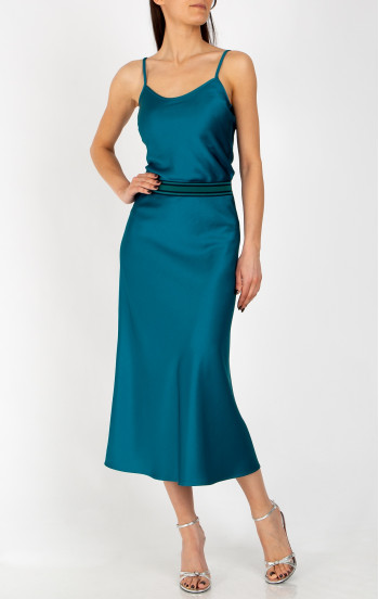 Елегантна пола от сатен в цвят Seaport Blue [1]