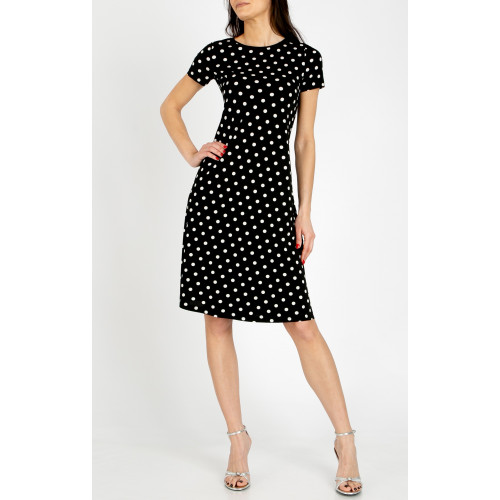Рокля от луксозно тежко жарсе в десен Polka dots
