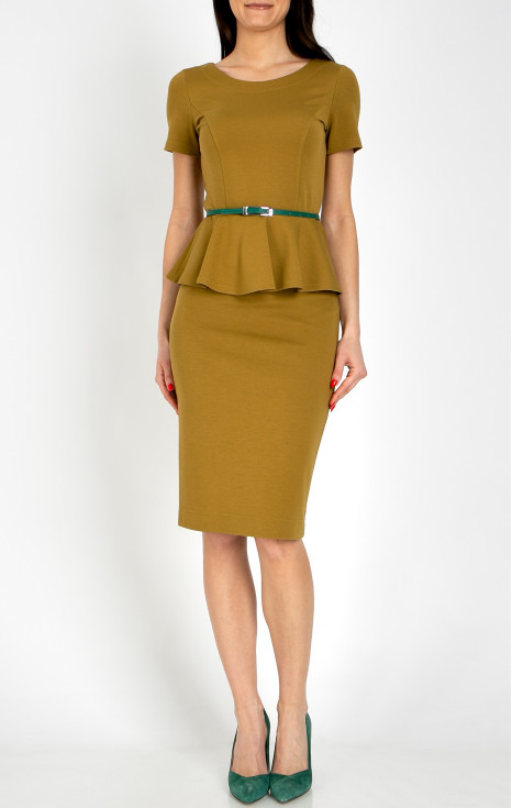 Елегантна блуза с пеплум от стегнато трико в цвят Bronze Mist