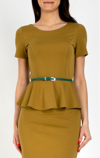 Елегантна блуза с пеплум от стегнато трико в цвят Bronze Mist