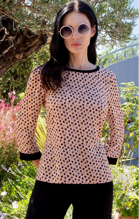 Блуза от вискоза Peach Beige & Dots
