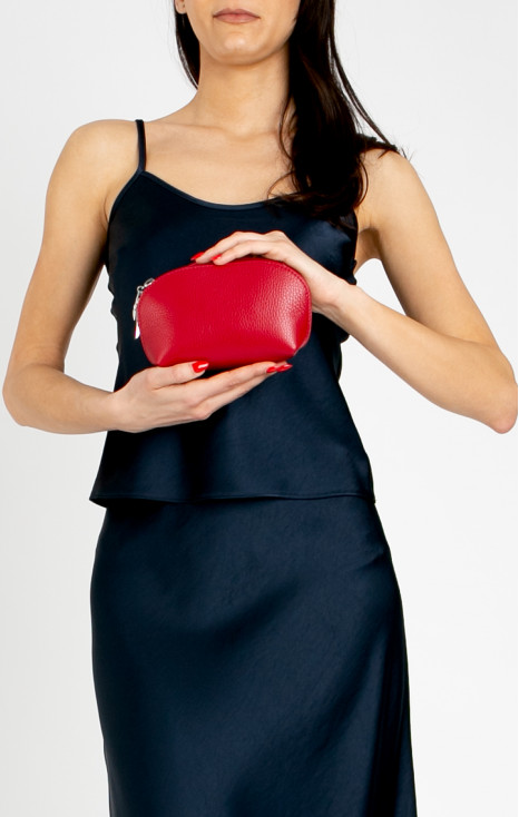 Мини несесер от естествена кожа в цвят Garnet Red