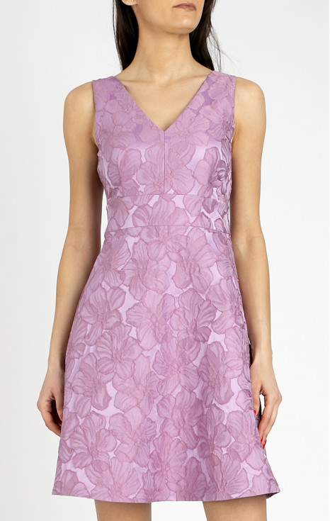 Елегантна рокля от сатениран жакард в цвят Lavender Mist