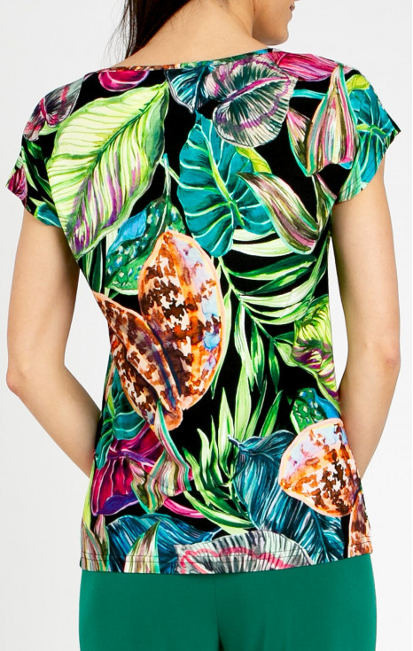 Блуза с наситени флорални мотиви в цвят Fuchsia, Turquoise и Green [1]
