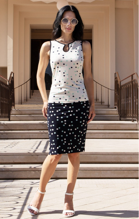 Елегантна блуза с принт Mint & Navy Dots