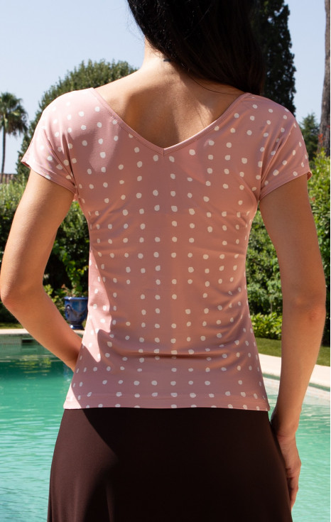 Блуза от луксозно жарсе Powder Pink Polka